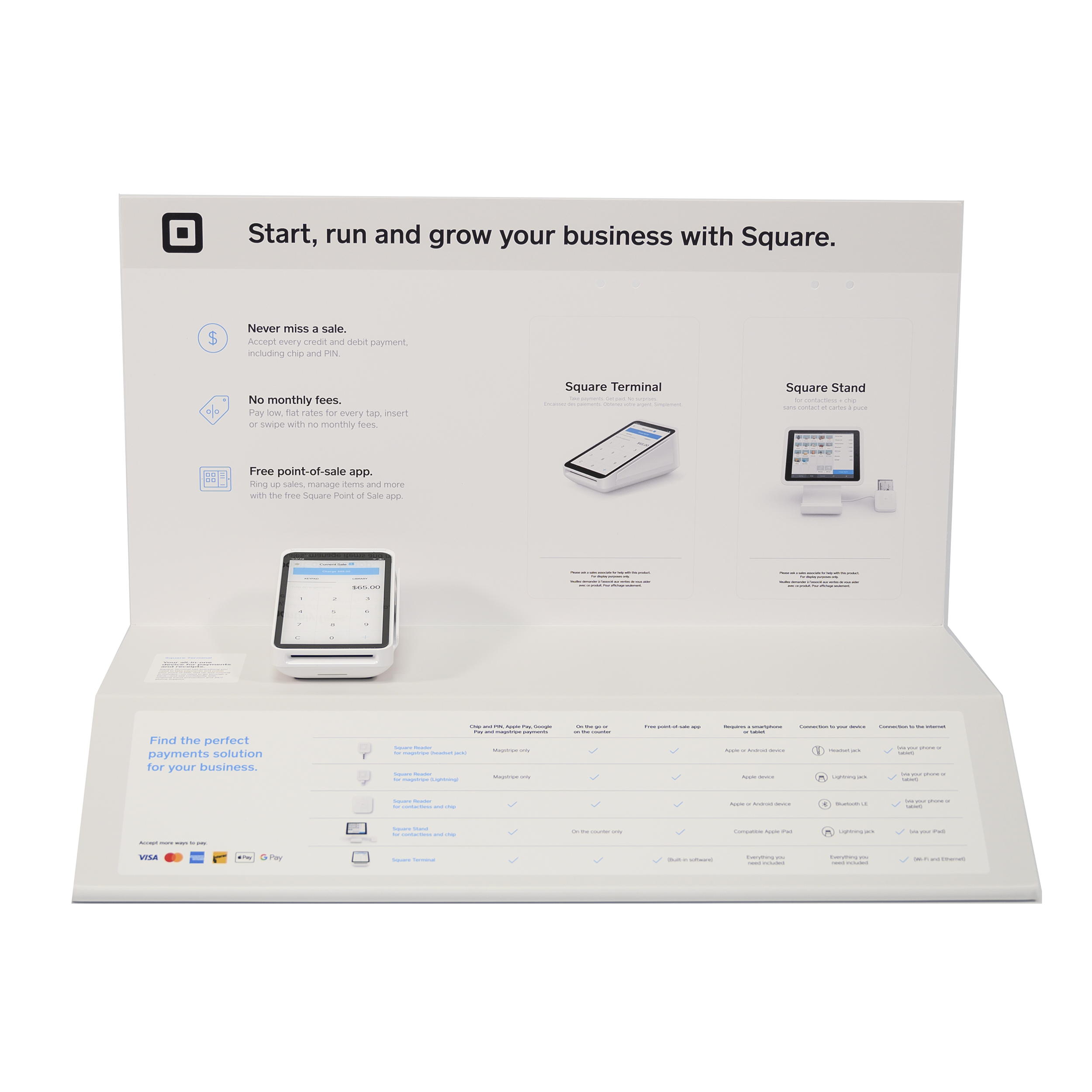Product Display for SQUARE payment systems